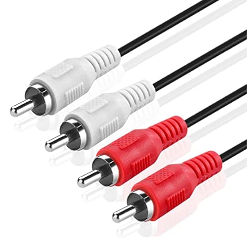 TNP RCA to RCA Audio Cable (12 FT) - 2 RCA Male to Male Red and White Audio Cable - RCA Cables Car Audio Connector Plug Jack Wire Cord for Home Theater, HDTV, Amplifiers, Hi-Fi Systems, Speakers
