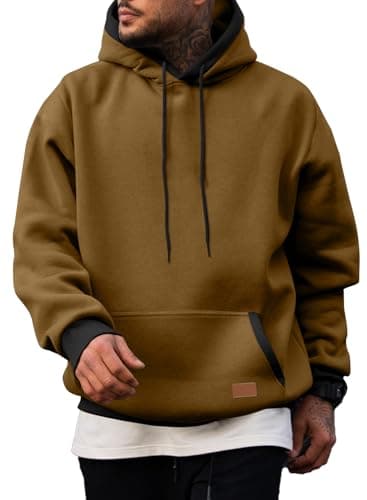 JMIERR Men's Hoodies Sweatshirts Fleece Pullover Hoodie Pocket, Brown, 2XL