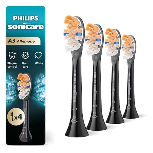 Philips Sonicare A3 All-in-One Brush Heads, 4-Pack, 1 Year Supply, Black