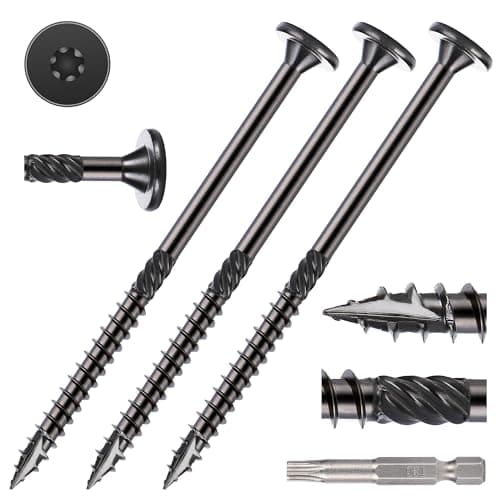 Bobibbi Heavy Duty Wood Screws #14 x 4-1/2", Star Drive Deck Screws, Rust Resistant Outdoor Screws for Log, Timber, Landscaping & Fence, 250 PCS, Black