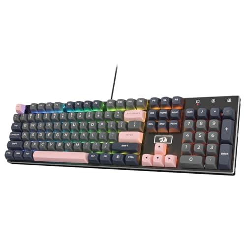 Redragon K556 Wired RGB Mechanical Gaming Keyboard, 104-Key Aluminum Board