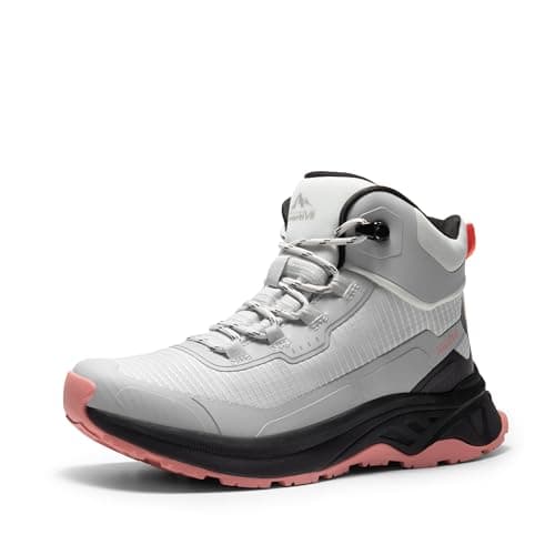 NORTIV 8 Women's Lightweight Hiking Boots Waterproof Trekking for Outdoor,Size 5.5,Grey Pink,SNHB241W