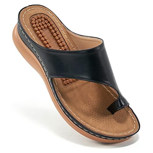 Aomigoct Womens Comfort Wedge Sandals: Soft Cushion & Orthopedic for All-Day Walking - Non-Slip 1.96" Heel for Stability - for Comfort Seekers