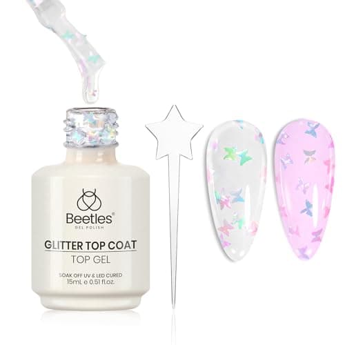 Beetles Glitter Gel Top Coat 15 ml Mirage Butterfly Glitter Shine Top Coat