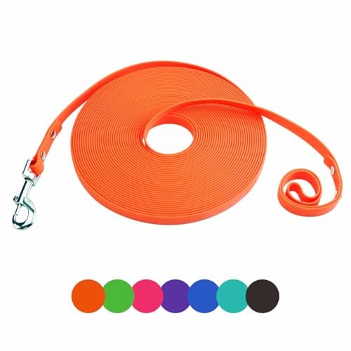 Dog Training Leash, Waterproof Long Dog Leash, Easy to Clean Long Line 6FT 10FT 15FT 30FT 50FT for Small, Medium, Large Dogs (Orange, 16FT)