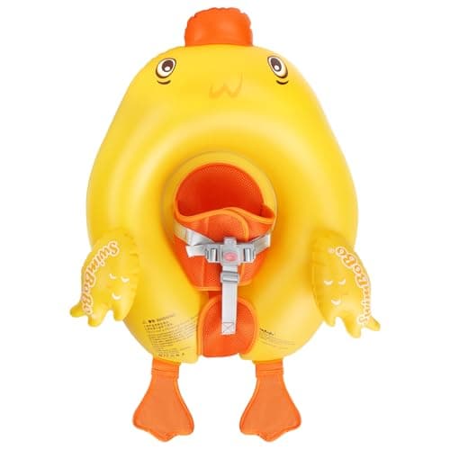 Swimbobo Baby Swimming Float Kids Inflatable Swim Ring with Safety Support Bottom Swimming Pool Accessories (Yellow, Large)
