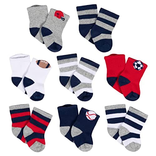Gerber Baby Girls 8-pair Wiggle-proof Wiggle Proof Socks, Sports Blue, 6-9 Months US
