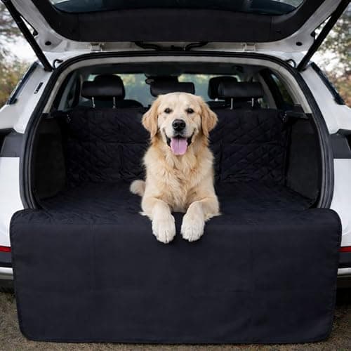 ThermoHalo Waterproof SUV Dog Cargo Liner Mat - Heavy Duty Pet Seat Cover for SUV Sedan Van, Non-Slip Back Trunk Protector with Bumper Guard, Large Universal Fit (Black) (CHBX-D-01)