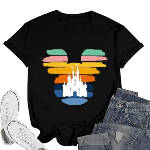 Magical Tshirt Shirts for Women Summer Classic Princess Shirt,Black L
