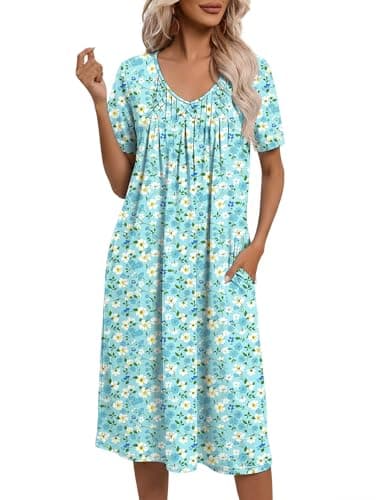 Ekouaer Plus Size Nightgowns for Women Short Sleeve Night Dress