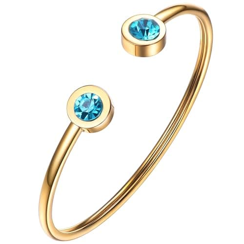 PROSTEEL Birthstone Cuff Bracelets for Women Stainless Steel