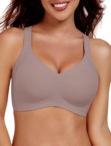 Gailife Wireless Smooth Bras for Women No Underwire V Neck Womens Bralettes Seamless Push Up T Shirt Everyday Bras and Plus Size-Grey,XL