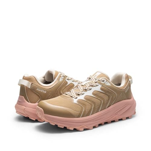 NORTIV 8 Women's Hiking Shoes Lightweight Walking Sneakers with Arch Support Outdoor Work Camping Tennis Workout Cross Training Echo,Size 7.5,Tan,NWUMHI2501