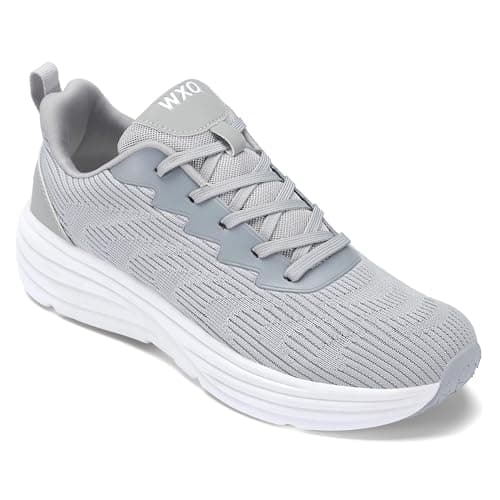 WXQ Men's Casual Walking Shoes Lightweight Breathable Comfortable Non Slip Running Shoes Tennis Workout Athletic Fashion Sneakers Lightgrey Size 8