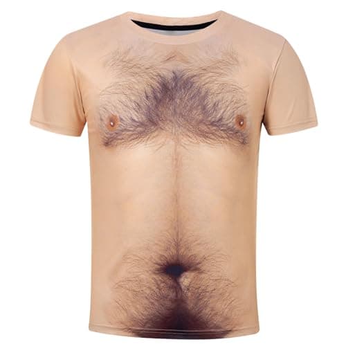 Fanient Mens Funny Graphic Tee, Dad BOD Hairy Belly T-Shirt, 2X-Large