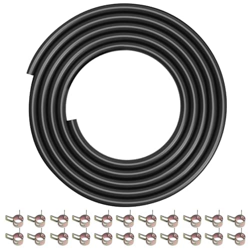 Eunice 1/4 Inch ID Fuel Line Hose 10 Feet for Kawasaki Kohler Briggs & Stratton Small Gas Diesel Powersports Engines and Generators with 22 Pcs 2/5" ID Hose Clamps