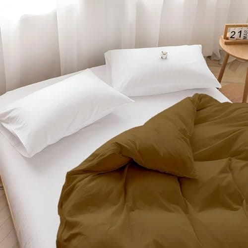 ARlinen 1 Piece Super King Duvet Cover 98x108 Inches, 100% Cotton, Breathable and Ultra Soft Taupe Solid Comforter Cover with Zipper Closure and 4 Corner Ties