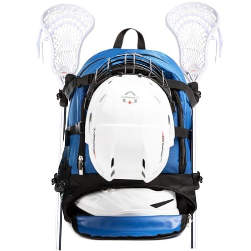 MARITTON Lacrosse Bag Backpack – Large Backpack Holds All Lacrosse or Field Hockey Equipment - Two Stick Holders and Separate Cleats Shoe Compartment. (BLUE)