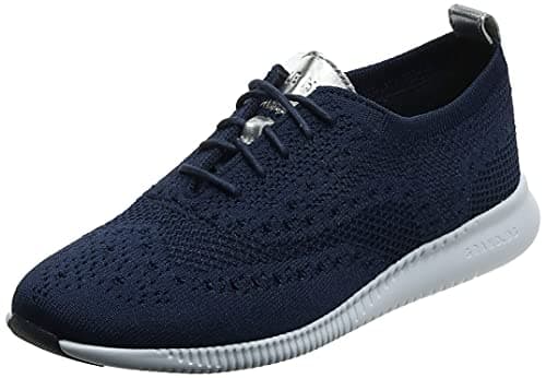 Cole Haan Women's 2.Zerogrand Stitchlite Oxford, Marine Blue Knit/Argento Metallic/Optic White, 5.5-B US