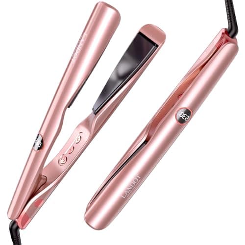 LANDOT 2 in 1 Hair Straightener and Curler, 1" Twist Flat Iron Dual Voltage