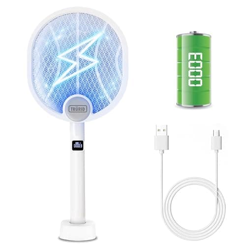 Fly Swatter and Bug Zapper Indoor - 2-in-1 Electric Swatter with Rechargeable Mosquito Zapper, High-Voltage Fly Killer and UV Light Mosquito Trap for Effective Indoor and Outdoor Use