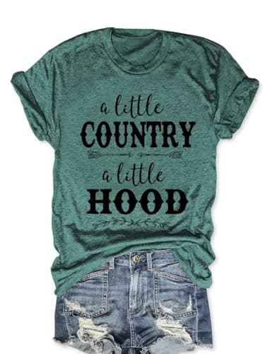 MZEAZRK Women A Little Country A Little Hood Shirts(Green,S)