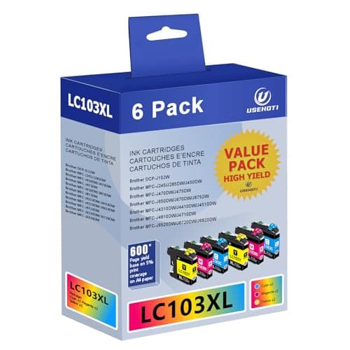 LC103XL Compatible Ink Cartridges Replacement for Brother LC103 LC101 – High Yield Color Ink Works with Brother MFC-J870DW, J6920DW, J6520DW, J450DW Printers (2 Cyan, 2 Magenta, 2 Yellow)