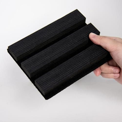 SMARTSTANDARD Sample Wood Slat Acoustic Panels, Soundpoof Wooden Slat Wall Panel, Classic Black, Sample Pack