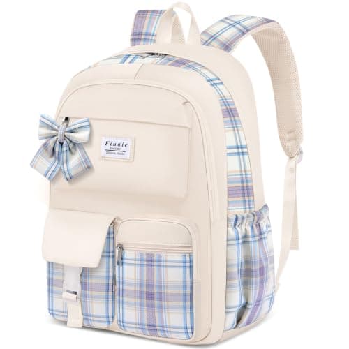 FIUAIE School Laptop Backpack for Teen Girls: Cute Bookbag for Middle High School Casual Daypack for Students Large College Backpacks 15.6 Inch Computer Bag Travel Backpacks for Women Beige