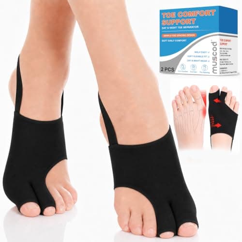Muscod Bunion Corrector for Women, Toe Separators for Women Big Toe Alignment, Soft & Breathable Bunion Support Sleeve, Comfortable Toe Spacer for Daily Wear, Day & Night Use Color (Black)