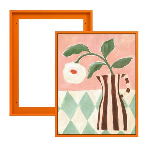 FOLKOR Canvas Floating Frame for 8x10 Pop Art Floral Prints 2 Pack,Orange
