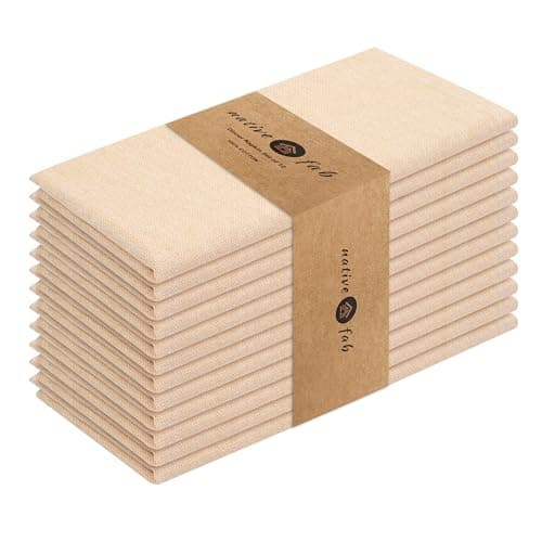Native Fab Solid Cloth Napkin Set of 12, 100% Chambray Cotton, Washable, Reusable Dinner Cloth Napkin 17x17 inches, Table Decor Napkins for Dinner, Events, Mustard Yellow