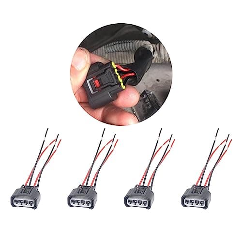 Rebvugr 4 Packs Ignition Coil Connector, Ignition Coil Connector Harness, Automotive Ignition Coil Connector Plug, Ignition Coil Connector Plug Harness Replacement for Most Vehicles