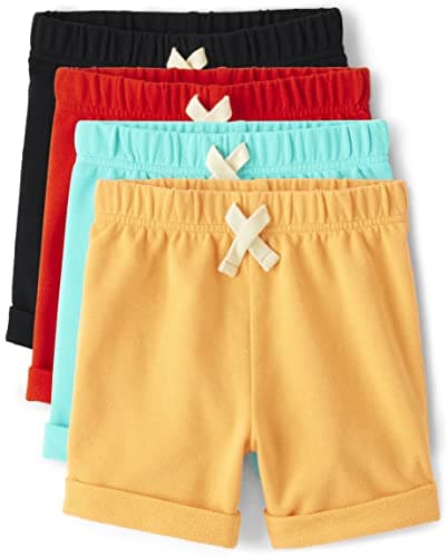 The Children's Place,And Toddler Boys Pull on Shorts,Baby-Boys,Yellow/Sky Blue/Red/Black 4 Pack,9-12 Months