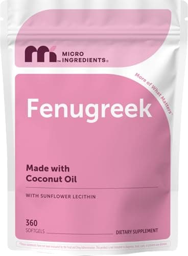 Micro Ingredients Fenugreek with Sunflower Lecithin, 360 Softgels, 6 Month Supply | Fenugreek Seed Extract for Breastfeeding & Lactation Support* | Made with Coconut Oil | Non-GMO