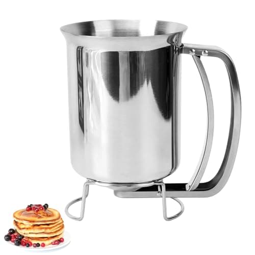 Pancake Dispenser for Batter, Stainless Steel Batter Dispenser, 900ML Funnel Cake Dispenser Batter Pourer for Baking Cupcakes Muffins Crepes Waffles