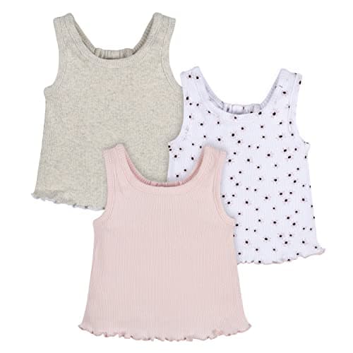 Gerber Baby Girls 3-Pack Racer Back Tank Tops, Pink Floral, 0-3 Months
