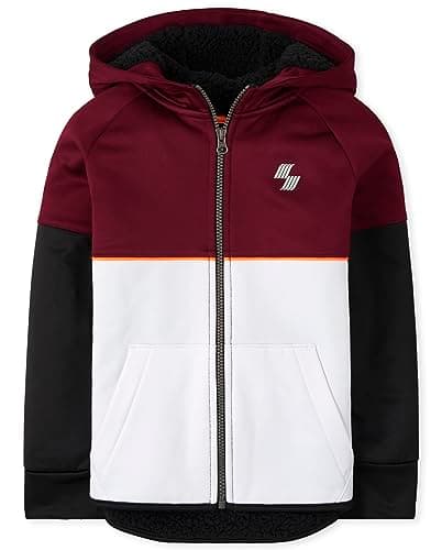 The Children's Place,Colorblock Performance Zip Up Hoodie,REDWOOD,Medium (7/8)