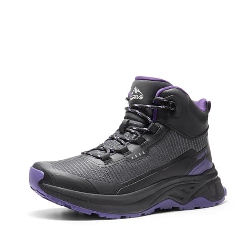 NORTIV 8 Women's Waterproof Lightweight Hiking Boots Ankle Trekking for Outdoor,Size 5.5,Black/Purple,SNHB241W