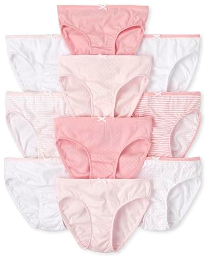 The Children's Place,Girls,Cotton Brief Underwear Variety Pack,Pinks/Whites 10-Pack,X-Small