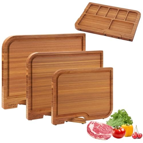 Golffox Wood Cutting Board Set, Bamboo Chopping & Charcuterie for Kitchen