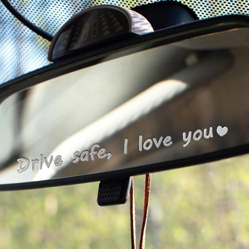 3PCS car Stickers，I Love You Drive Safe Mirror Sticker, Metal Rear View Mirror Accessories, Car Decals for Women, Drive Safe i Love You Sticker for Car Windows & Rearview(Silver)