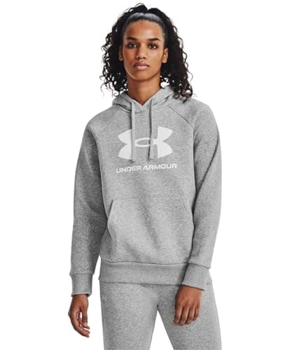 Under Armour Womens Rival Fleece Big Logo Hoodie, (012) Mod Gray Light Heather / / White, X-Small