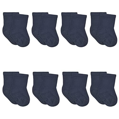 Gerber Baby Boys 8-pack Wiggle-proof Jersey Crew Socks, Navy, 0-6 Months US