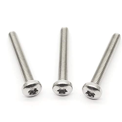 M6-1.0x45mm Stainless Steel Torx Bolts Round Head Six Star Six Lobe Screws Full Thread 20pcs