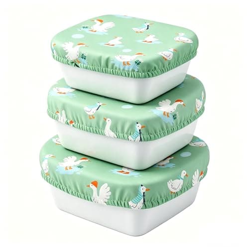 Pedobi Reusable Bowl Covers, Elastic Cotton Cloth Sourdough Bread Cover, Reusable Bowl Caps for Bread Proofing Baskets and Large Mixing Containers, 3 Pack, Goose
