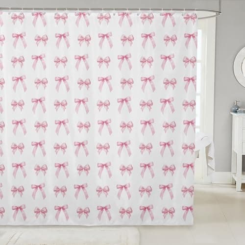 Feelyou Kids Pink Bowknot Shower Curtain 72"x72" for Boys Girls Waterproof