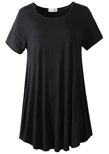 LARACE Plus Size Tops for Women Short Sleeve Tunics Shirts (Black, 1X)