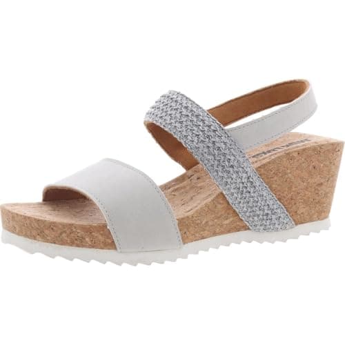 MUK LUKS Women's Wendy Wedge Sandal, Silver, 10