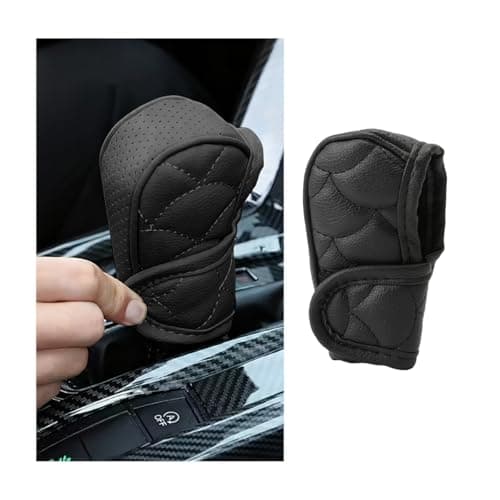 Ywdiml Car Gear Shift Cover, Soft Leather Anti-Slip Vehicle Gear Shifter Lever Knob Protector, Comfortable Automotive Shifting Stick Knob Decorative Cover, Universal for Truck SUV Van (Black)